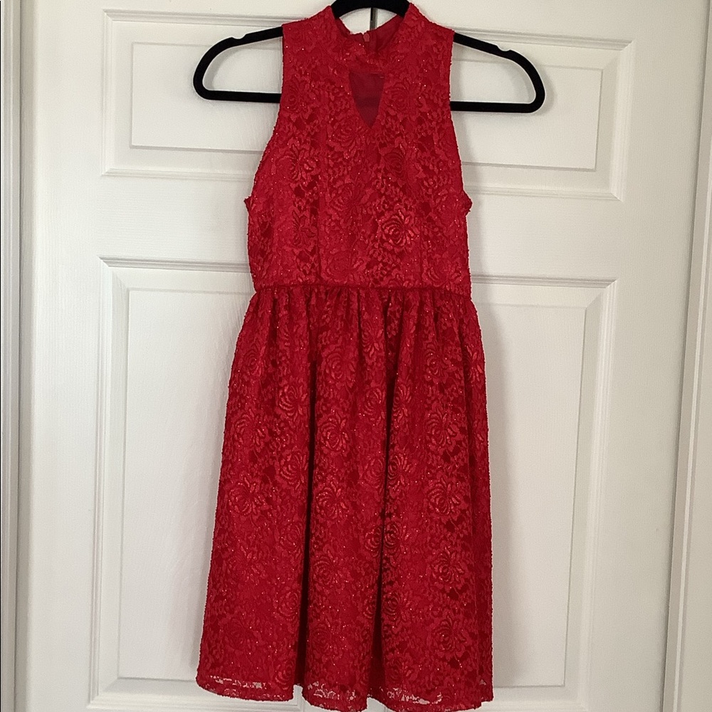 Sweet Heart Rose Red Lace Girl’s Dress Size 14 EUC